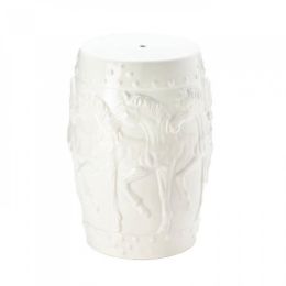 White Horses Ceramic Decorative Stool
