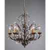 Antique Bronze 6-light Crystal and Iron Chandelier