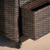 Outdoor Sturdy Resin Wicker Serving Bar Cart with Tray Brown Rattan