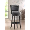 Black 29-inch Swivel Seat Barstool with Faux Leather Cushion Seat