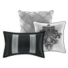 King size 7-Piece Comforter Set with Black Grey Damask Pattern