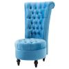 Blue Tufted High Back Plush Velvet Upholstered Accent Low Profile Chair