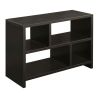 Modern 2-Shelf Bookcase Console Table in Espresso Black Wood Finish