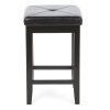 Set of 2 - Black 24-inch Backless Barstools with Faux Leather Seat