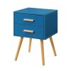 Modern Classic Mid-Century Style End Table Nightstand in Blue Finish