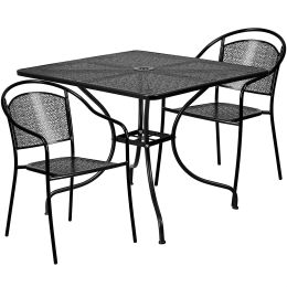 Light Grey Steel Metal 3-Piece Outdoor Patio Furniture Set