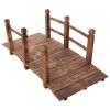 Solid Fir Wood 5-Ft Arch Garden Bridge Walkway - Great for Pond Landscaping