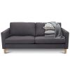 Modern Mid-Century Style Grey Fabric Sofa with Wood Legs