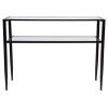 Modern Black Metal Console Table with Tempered Glass Top and Bottom Shelf
