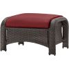 Brown Resin Wicker 6-Piece Patio Furniture Lounge Set with Red Seat Cushions