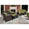 Outdoor Resin Wicker 6-Piece Patio Furniture Set with Green Seat Cushions
