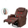 Brown Swivel Heat & Massage Recliner Chair 5 Modes Remote Control