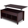 Brown Wood Lift Top Coffee Table with Hidden Storage Space