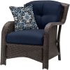 Outdoor 6-Piece Resin Wicker Patio Furniture Lounge Set with Navy Blue Cushions