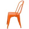 Set of 4 Outdoor Indoor Orange Metal Stacking Bistro Dining Chairs