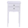 Elegant 2-Drawer End Table Nightstand Side Table in White Wood Finish