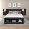 King size Floating Headboard with Nightstands in Espresso
