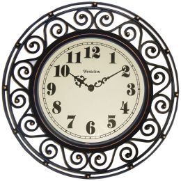 Westclox 12&quot; Round Filigree Rubbed Bronze Finish Clock