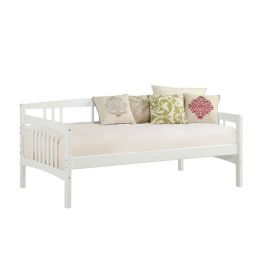 Twin size Traditional Pine Wood Day Bed Frame in White Finish