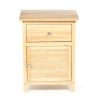 Natural Wood Finish 1-Drawer Bedside Table Cabinet Nightstand