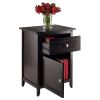 Espresso Wood End Table Nightstand Accent Table