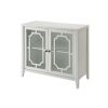 White Wood Venetian Buffet Cabinet with Glass Panel Doors