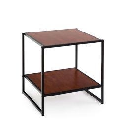 Modern Steel Frame End Table Nightstand in Brown