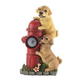 Dogs Fire Hydrant Solar Statue